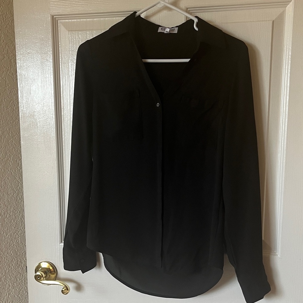Express Slim Portofino Black Button-Down Shirt